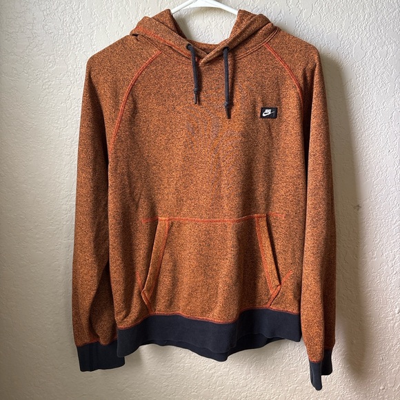 Nike Men’s Small Hoodie Sweatshirt Burnt Orange Heather Black Trim Pullover - Picture 1 of 8